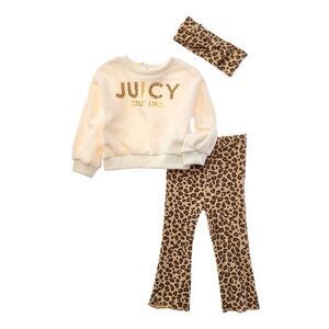 Juicy Couture  3Pc Top, Pant, & Headband Set, White